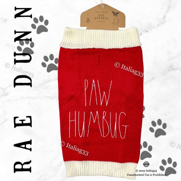 Rae Dunn Dog Rae Dunn Dog Sweater Paw Humbug Sz Large Winter Coat
